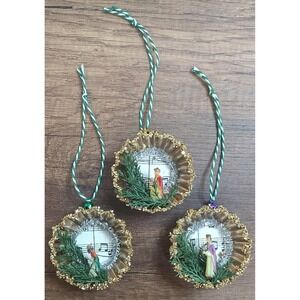 Three Wise Men Handmade Tart Tin Christmas Ornaments Set Assemblage Art Original